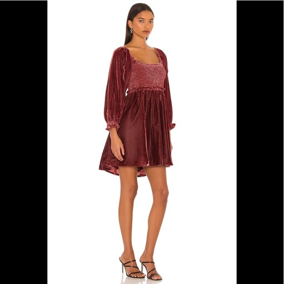 NWT 
Free People
Daphne Velvet Sleeve Mini Dress - Picture 2 of 6